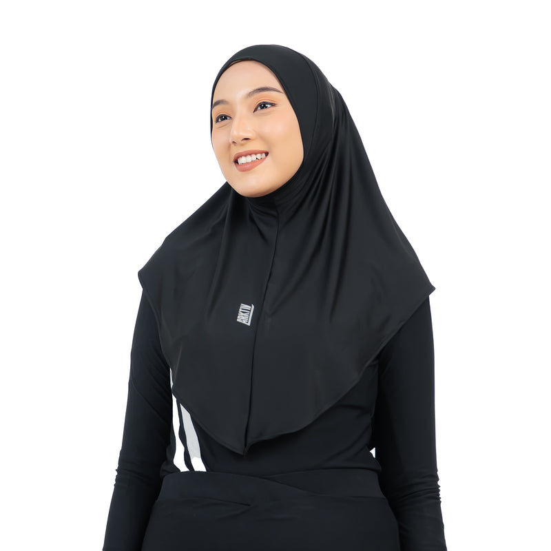Daily Run Long Essential Hijab Black