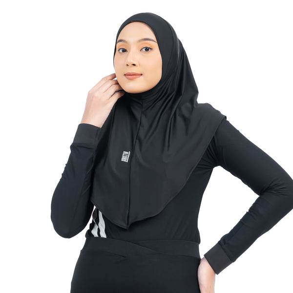 Daily Run Long Essential Hijab Black