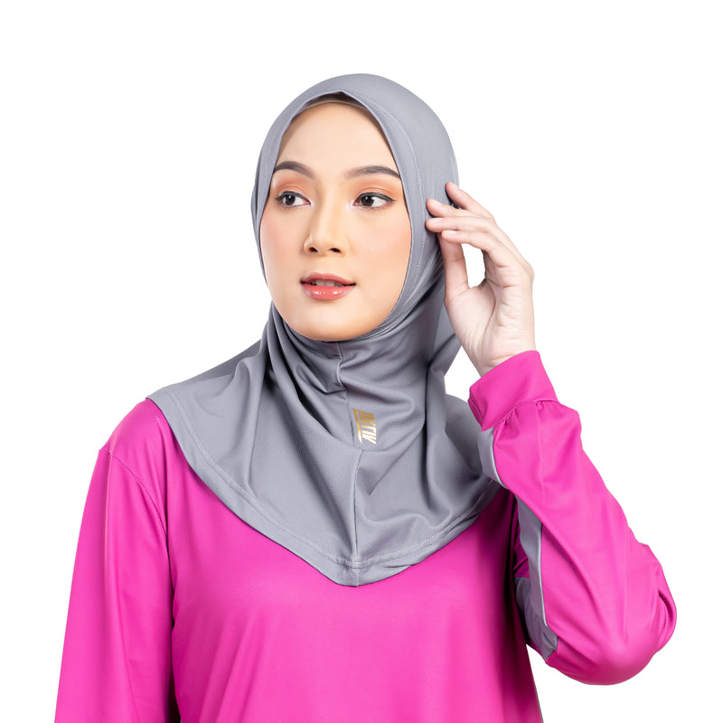 Confident Alpha Hijab Grey Non Lace x Nycta Gina