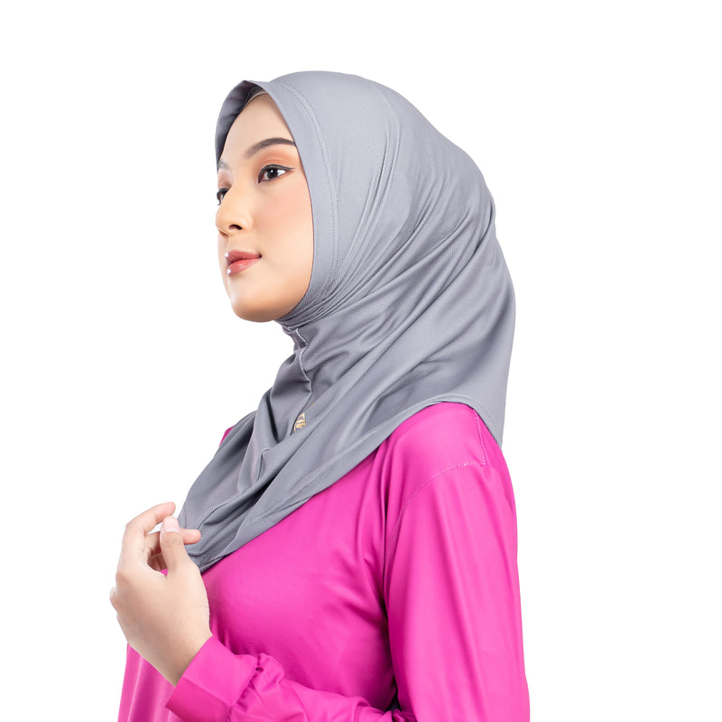 Confident Alpha Hijab Grey Non Lace x Nycta Gina
