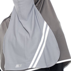 Basic Stripe Niqab Grey - White