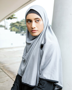Basic Amrah Grey - Black (Sport Hijab)