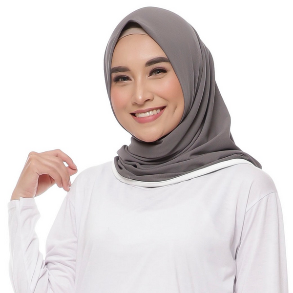 Basic Amrah Dark Grey - White (Sport Hijab)